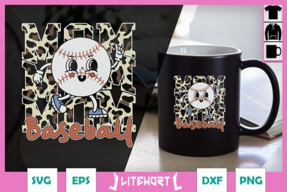 Cartoon Baseball Leopard Mom SVG for Crafts & Graphics