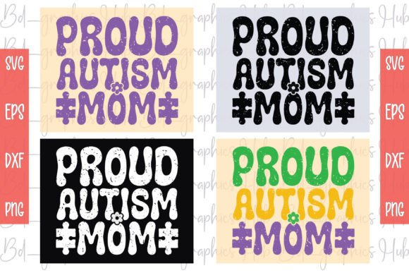 Retro Proud Autism MOM SVG: Graphics for Crafts